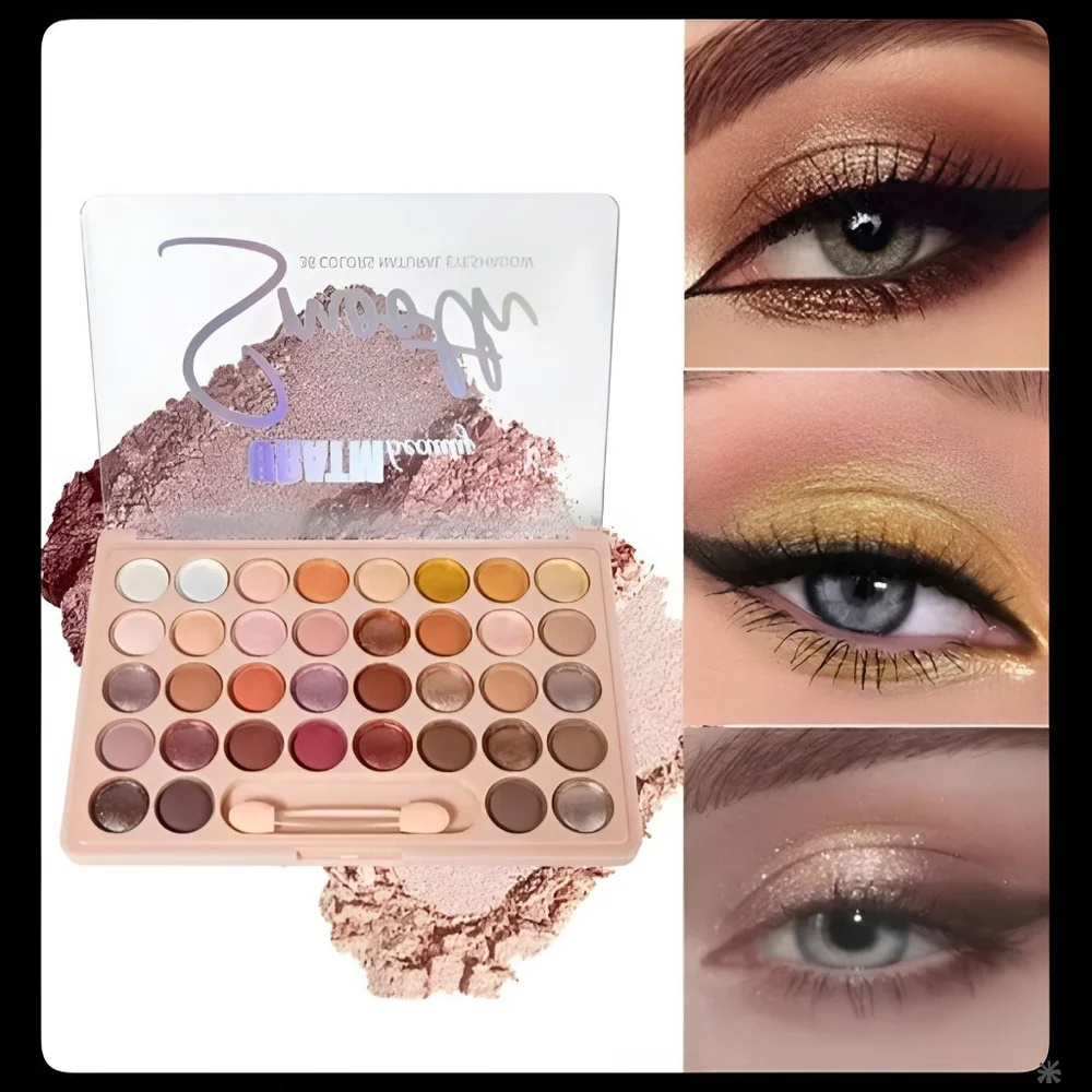 🆕️36 COLOR PROFESSIONAL EYESHADOW PALETTE WITH CREAMY MATTE & GLITTER SHADES